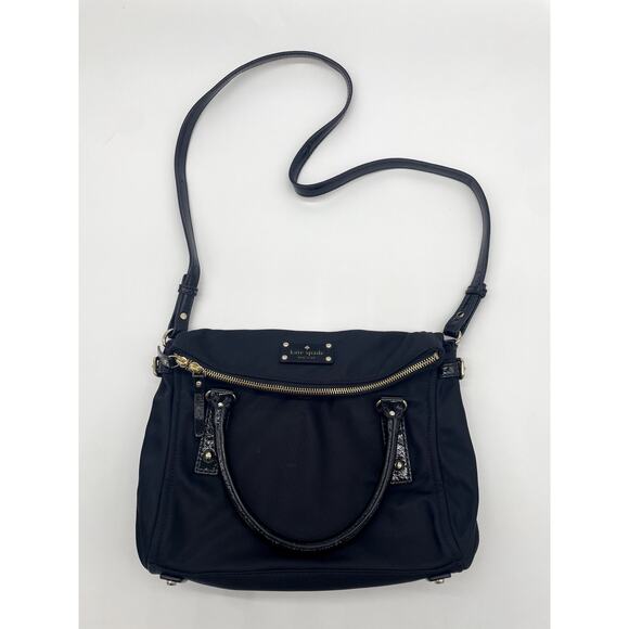 kate spade Handbags - Kate Spade Leslie Foldover Crossbody Handbag Black Polka Dot Pockets Medium Zip